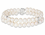 Double Strand Freshwater Cultured 6-7mm Pearl Bracelet (7.5 inch) in Sterling Silver
